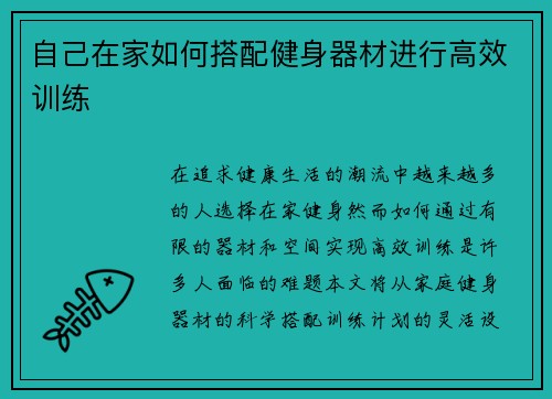 自己在家如何搭配健身器材进行高效训练